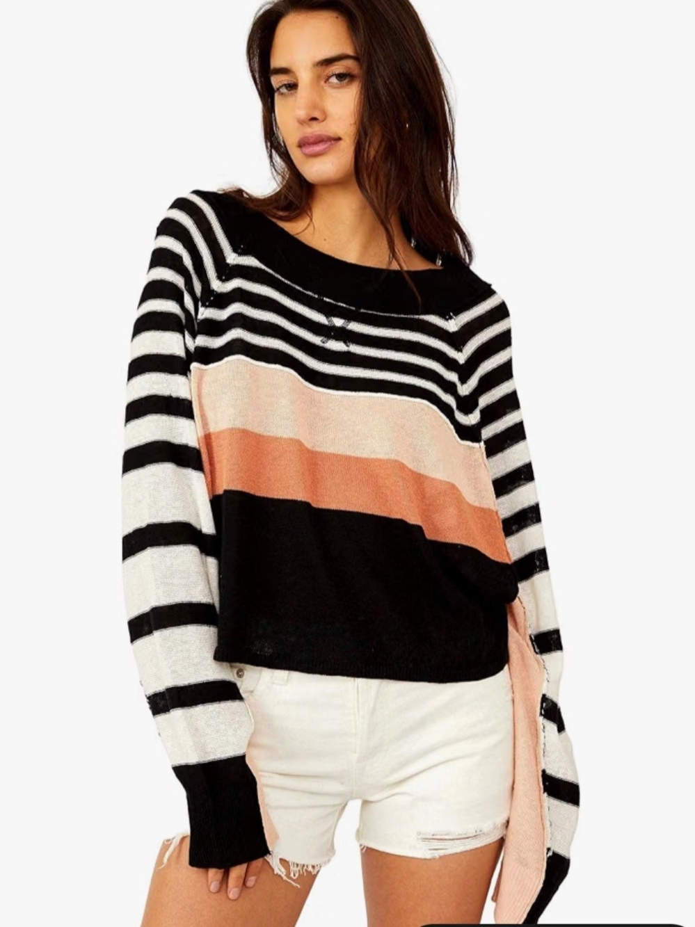 Free People Block Party Pullover Sweater Black #freepeople #stripes